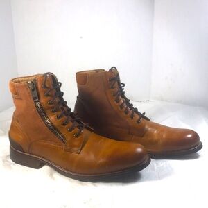 Aldo Men's Brown Ulyrien  Leather Lace Up and Zipper Ankle Chukka Deadstock Boot